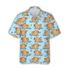 Casual shirts voor heren kawaii capybara grafische shirts voor mannen kleding 3d print Hawaiian Aloha strand shirt korte mouw y2k schattige kinderen tops revers blouse 240424