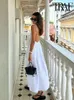 TRAF Zomer Witte lange jurken voor vrouwen slip jurk sexy backless mouwloze jurk dames vakantie casual midi jurk 240412