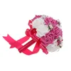 Kwiaty dekoracyjne Róże Pearl druhna ślub ślubny bukiet sztuczny jedwabny jedwabny garnek na zewnątrz