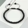 Bracelet en pierre de perle de lave noire noire naturelle 6 mm Bracelet en pierre pour le collier pour hommes réglables de taille féminine Pulseira