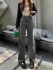 Jeans pour femmes Komiyama personnalité côté bandage y2k streetwear hauteur taille pantalon denim pantalon d'automne