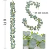 Fleurs décoratives 1,9 m eucalyptus vert artificiel Garlande feuilles de vigne de fausses vignes plantes rotin