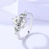 Cluster Rings 2ct Pear Cut Moissanite Ring S925 Sterling Silver Three-stone Design Teardrop Shape Women Elegant Wedding Engagement