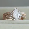 Anello di diamanti principessa in oro rosa 18k Set 2 % per donne Anillos Mujer Bizuteria Gemstone Femme Diamond Gioielli 18 K Anello in oro rosa 240422