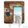 Duş perdeleri 3d kutup ayısı komik hayvan baskılı duş perdesi retro tuğla duvar banyo su geçirmez polyester banyo perdesi ev dekorasyon