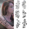 Transfert de tatouage 6pcs Femmes Tatoo Stickers Tatouage Black Flower Tattoos Sexy Rose Papillon Tatoo Art Art Arr Traft Faux Tatouage Impermétrique 240426