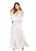 Vestido de Sling de roupas de sono feminino Sexy Slping Robe Robe de duas peças Silk Slpwear Mulheres elegantes Lady Lace Lace Long Slve Nightgown Robes Bath Robes T0008 Y240426