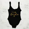 Dames Swimwear S-3XL Rose Gold Print Team Bruid Uiteel zwempak Squad Women Bachelorette Party Sexy Beachwear Bathing Suit