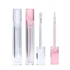 Storage Bottles Transparent Lip Gloss Tube 5.5 ML Clear Pink Rose Red Lid Lipstick Empty Round Cosmetic Container Packaging Bottle 50pcs