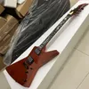 Ironic Metallic James Hetfield Kenneth Lawrence Quilted Bubinga Top Brown Electric Guitar Mahogany Body Sun Ray Flame Inlay China EMG Pickups Black Hardware