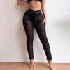 Frauenhose Bkld Beach Tragen Mode sexy Mesh enge Perspektive Faltenhose Frauen Kleidung 2024 Ankünfte Flare Leggings