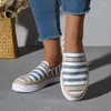 Casual Shoes Stripe Canvas Woman Thick Sole Slip-On Espadrille Sneakers Ladies Sailor Style Vacation Linen Loafers
