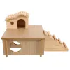 Клетка платформы Hamster Playground Toys Toys Hideout Cage деревянная гнезда кролика с лестницей