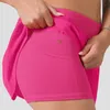 LU-88207 Femme Sports Yoga Skirts Shorts Shorts Zipper Plaid Tennis Golf Jupe anti-exposition Fitness Jupe courte avec poche