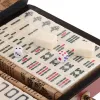 Gry Chińska Antyczna Gra planszowa Mahjong 144 Mahjong w 23x16,2x4,5 cm drewniane pudełko na pinic Camping Family Fun Games