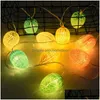 Autres fournitures de fête de fête 10eds décorations de Pâques pour la maison Egg Rabbit LED String Light Bunny Fairy Lights Wedding Or Homefavor Dhfnc