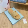 Designer Slifori Triangolo Fibbia RAFIA Straw Espadrille Donne Spessi Sandali Spessi Slip Muli Slide Lady Piattaforma Wedges Flip Polce Flip Slide Pool Slides