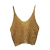 Camisoles Tanks Sparkling Sequins Half Waist Rendre Knitwear Hollowout est y condole Top Streetwear Cropped Woman Tops Summer 230508 DH49Q