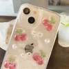 Case di telefonia cellulare Cute 3D Cherry Pearl Bow Strawberry Sust Soft Shell Adatto per iPhone 15 14 Pro Max 13 12 11 Xs XS XR Mini Shock Transparent Shock Cap J240426