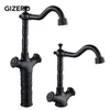 Rubinetti del lavandino da bagno giizero ly alte/corto tipo nero rubinetto bronzo a doppia maniglia intagliata a 360 gradi toccanti mixer vanity mixer GI166