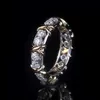 Женская группа Tiifeany Ring Jewelry Live Trobcate Ring с медным золотом с двойным цветом и золотым цирконом инкрустацией