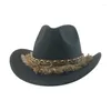 Berets Cowboyhut Western Cowgirl Fedoras Hüte für Frauen lässig Vintage Panama Männliche Winter Herbst -Jazz -Kappen Sombrero Hombre