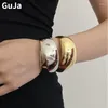 Bangle Modern Jewelry Design Wide Metal Smooth Shiny Open Cuff Armband For Women Party Gift Hiphop Cool Style