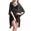 Robes décontractées de base en deux pièces Robe Femme Summer V Couc Crochet See-Through Bikini Cover Up plage Loose Mini Robe Tissu doux Tissu fin