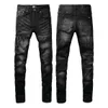 Mens designer jeans for mens skinny jeans man pant High Street Hole Star Patch womens hole star embroidery panel trousers stretch slim-fit trousers black denim pants