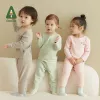 Covers Amila baby thermisch ondergoed 2022 herfst nieuwe pure kleur warme jongens meisjes meisjes comfortouw zacht kinderpak huiskleding mode