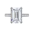 Clusterringe Wunsch Simulation Diamond Ring Emerald Cut Index Finger einfach und elegant 925 Sterlingsilber