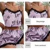 Women's Sleepwear Two Piece Set Of Womens Home Casual Printed Camisole Top And Shorts Set Womens Sexy Pajama Set Y240426