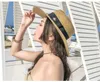 Wide Brim Hats Bucket Hats Sun Hats Bee Str Hat European and American Vintage Gold Woven Hat Womens Loose Sunscreen Flat C Sun Hat J240425