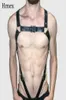 Chicote de sutiã de couro punk homens sexy eróticos cinturões bondage harajuku suspensórios góticos lingerie masculino tiras de ombro1291218