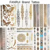 Bracciale metallico dorato Bracciale Golden Metallic Temporanea Hec Henna Mandala Flower Girl Adesivi tatuaggi Tatuaggi Indian Chain Women Flash Tatoos Fallo Gamba 240426