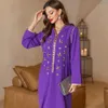 S-2xl Purple Abaya Dubai Turquia Vestido Hijab Muçulmano Galabia Roupas femininas Mulher Moda Festival Diamante brilhante 240415