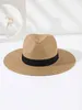 Wide Brim Hats Bucket Hats Summer collapsible large eaves custom straw hat eco-friendly breathable outdoor beach sunshade wide brim straw hats J240425