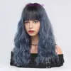 Wave Curly Wig Womens茶色がかった赤いハロウィーン中程度の長さ波状の赤いかつら