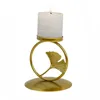 Ljushållare Creative Retro Gold Candlestick dekorationer ginkgo blad runda ringredskap romantiska bröllop rekvisita heminredning