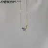 Anjery Butterfly Halskette Womens Blue Tröpfchen Glas Halskette Halskette Party Schmuck Geschenke Q240426