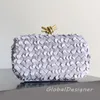 Borse da sera vintage intrecciate Silver Gold Borse Designer Wedding Women Knott Clutch Borse Dress Party Lady Mini Fashion Bags Luxury Leather Flower Box Summer 9a