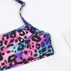 여자 수영복 7-14 년 Falbala Leopard Print Girls 어린이 수영복 수영복 2023 Kid Summer Bikinis 세트 어린이 Halter Biquini Swimming Suit D240424
