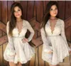 Sex Deep V Neck White Lace Cocktail Dresses With Sheer Long Sleeve Short Formal Party Gowns Mini Homecoming Dress Chill Pom D8908521