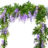 2PCS Wisteria Vine 7ft Artificial Flowers Silk Wisteria Garland Artificial Wisteria Vine Rattan Silk wiszący kwiat do wystroju 240425