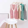 Gilet pour femmes 2024 Summer Women Fashion Sans manches Sexy Sexy Casual Striped Cotton and Linen Material V-Neck Tricoted Soft Cardigan College