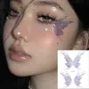 Tatueringsöverföring 1 st Fairy Butterfly Shiny Tattoo Sticker Waterproof Eyes Face Hand Body Art Fake Tattoos For Women Makeup Dance Music Festival 240426