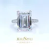 Clusterringe Wunsch Simulation Diamond Ring Emerald Cut Index Finger einfach und elegant 925 Sterlingsilber