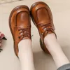 Casual Shoes Sales Promotion British Style Women Genuine Leather Autumn Lace-up Elegant Comfortable Flat