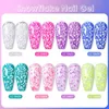 Lilycute 7 ml Snowflake Gel Nail Polish Semi Permanent UV Pink White Snow Sequin Nails Art Design Varnish Manicure 240425