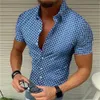 Casual shirts voor heren zomerheren hoogwaardige vaste vintage geruite shirt mode casual luxe shirt shirt korte mouw heren aloha shirt top 5xl 2023 240424